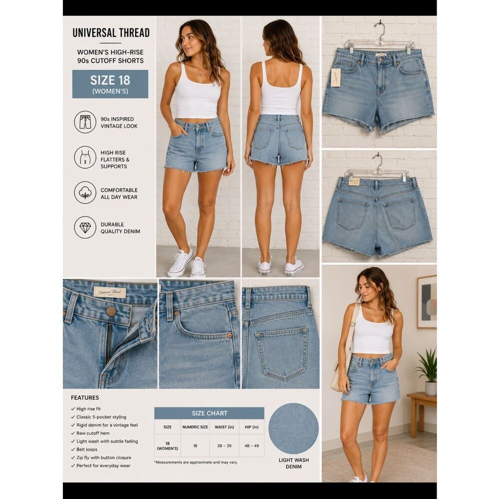 Universal Thread Women’s High-Rise 90s Cutoff Shorts – Size 18